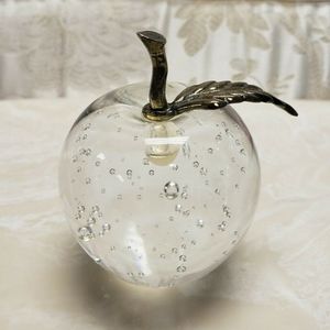 Apple Glass Paperweight- controlled bubbles